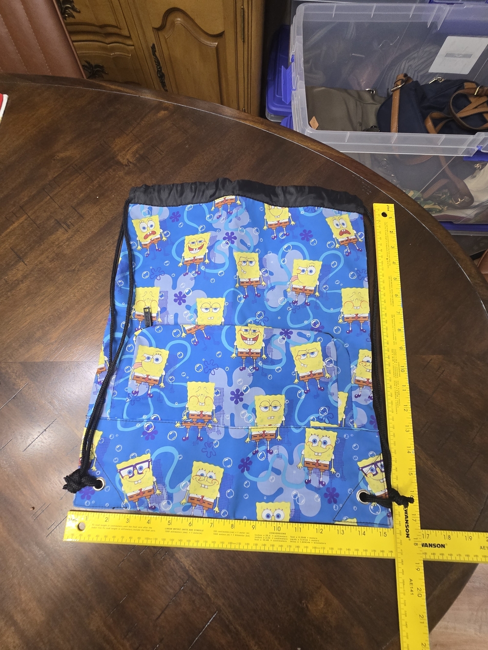 SpongeBob SquarePants Blue Drawstring Backpack